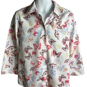 Foxcroft Wrinkle Free Butterfly Button Down Collar Shirt Sz 16 — 011